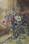 (XX). German school, impressionist still life study of flowers in a vase, signed lower left, oil