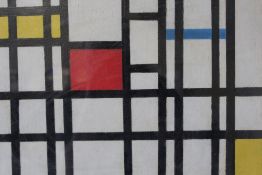 P.M. (XX). Geometric abstract composition, signed with initials lower left to middle, oil on