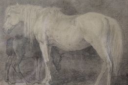 BENJAMIN HERRING (1830-1871). Study of a horse & foal in a stable, signed lower left, pencil on
