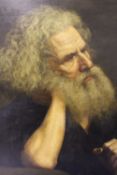 (XVII-XVIII). Old master style study of a bearded man holding a staff, thought to be St. Jerome,