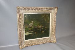 ARNOUT VAN GILST (1898-1981). Dutch school, river scene with duck and ducklings on and around a