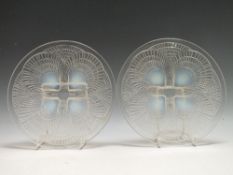 A PAIR OF RENE LALIQUE 'COQUILLE' PATTERN SMALL PLATES, No 3012, each with stencilled 'R Lalique