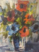 M. GORI. Impressionist study of flowers in a vase 'Wild Poppies', see verso, signed and dated 1958