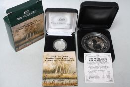 ROYAL AUSTRALIAN MINT AND PERTH MINT - A .999 SILVER KOOKABURRA 2OZ COIN AND A WALTZING MATILDA $