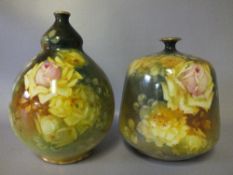 A ROYAL BONN BALUSTER VASE, decorated with Summer flowers, printed mark to the base, H 14 cm,