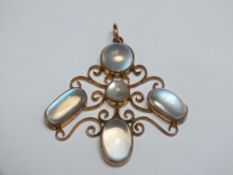A 9CT MOUNTED MOONSTONE PENDANT, approx weight 7.2g, W 4 cm