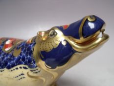 A ROYAL CROWN DERBY LIMITED GOLD SIGNATURE EDITION HIPPOPOTAMUS PAPERWEIGHT, gold backstamp, gold