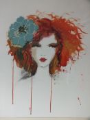 ROS WEBB (XX-XXI). Irish school, modernist study of a young woman with a flower in her hair,