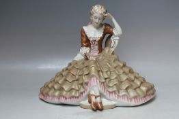 A LARGE ROYAL DUX SEATED FEMALE FIGURINE, printed and triangle marks to base, H 26.5 cm