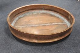 A LARGE CIRCULAR COPPER LOW WATER FEATURE / TROUGH?, H 31 cm, Dia. 166 cm