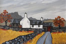 DAVID BARNES (XX-XXI). Welsh school 'Tremadoc Autumn' see verso, signed verso, acrylic on board,