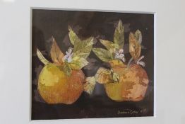 LEONARD GRAY (b.1925). Still life study of two apples, signed and dated 1991 lower right,