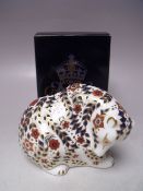 A ROYAL CROWN DERBY RUSSIAN BEAR PAPERWEIGHT, silver stopper, with box, H 8.5 cm