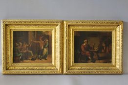 CIRCLE OF DAVID TENNIERS (1610-1690). Dutch school, a pair of inn interior and exterior scenes