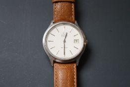 AN OMEGA DEVILLE GENTLEMANS WRIST WATCH, on a later brown leather strap A/FCondition Report: