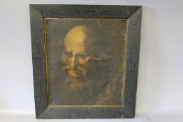 (XVII-XVIII). Old master style portrait study of a bearded man, unsigned, oil on canvas laid on