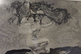 CHARLES SIMS (XX). Study of a female nude with basket of various items on her head, signed in pencil