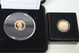 TRISTAN DA CUNHA - A GOLD QUARTER SOVEREIGN 'DIU VIVERE MONARCHIA' TOGETHER WITH 'A YEAR OF THE