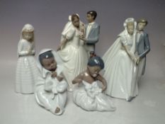 A COLLECTION OF NAO FIGURES TO INCLUDE 1247 WEDDING COUPLE 'UNFORGETTABLE DANCE', 0236 '
