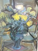 ANTHONY WILD (XX). Flowers in a vase, see verso, signed lower right, gouache on paper, framed and