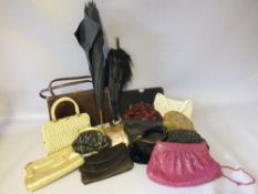 A COLLECTION OF LADIES VINTAGE BAGS, various styles and periods to include an unusual metal