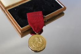 A HALLMARKED 9 CT GOLD DAILY MIRROR AWARD OF HONOUR 1959 MEDAL, in fitted case embossed in gold