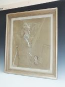 KEATING (XX). A portrait study of a seated man, signed lower right, pastel on paper, framed and