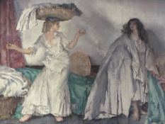 SIR WILLIAM RUSSELL FLINT (1880-1969). Interior scene with two women, one carrying a basket of