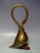 A MURANO ART GLASS SCULPTURE OF THREE BIRDS ON A BRANCH, H 27 cm, together with a Murano figure of a