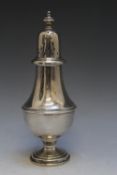 A HALLMARKED SILVER CASTOR - SHEFFIELD 1944, approx weight 171g, H 18.5 cm