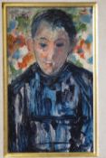 (XX). Impressionist portrait study of a young man, signed upper left, oil on board, framed, 23 x