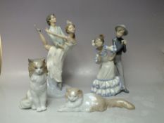 A NAO DANCERS FIGURINE 'FLAMENCO DANCERS', together with a Nao ballet dancers group figure and two
