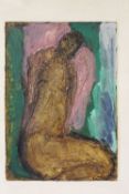 JOHN EMANUEL (b.1930). Modernist nude study, unsigned, oil on board, framed, 46 x 32 cmCondition