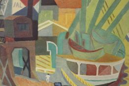 CIRCLE OF ANDRE LHOTE (1885-1962). Dockland scene with boat and figure, bears signature lower