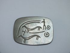 A JORGEN JENSEN DANISH PEWTER BROOCH, makers marks to reverse, W 5.1 cm
