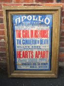 AN EARLY 20TH CENTURY SILENT MOVIE / VITAGRAPH DRAMA ADVERTISING POSTER FOR THE APOLLO PICTURE
