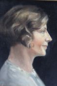 (XX) British school, head and shoulder portrait study of a woman, unsigned, oil on canvas laid on