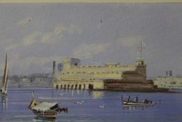 V. D'ESPOSITO (XIX-XX) Maltese school, Maltese harbour scene with sailing vessels and figures,