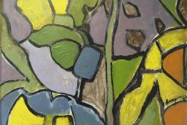 LANY ?; Abstract composition, signed and dated 1963 mid to lower right, also indistinctly signed