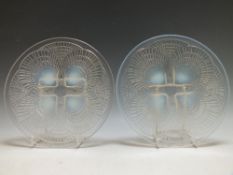 A PAIR OF RENE LALIQUE 'COQUILLE' PATTERN SMALL PLATES, No 3012, each with stencilled 'R Lalique