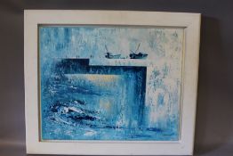 DAVID GRAY (XX-XXI). Impressionist harbour scene with boats and figures 'Tides Out' see verso,