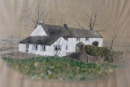 PETER BROOK (XX). Study of a Pennine farm, signed lower left, watercolour, framed and glazed, 29 x