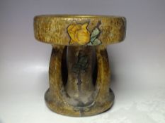 AN EARLY 20TH CENTURY AMPHORA POTTERY COMPOTE, impressed marks to base 'Amphora' and 'Austria'