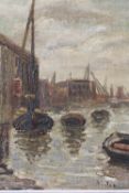CIRCLE OF ROLAND OSSORY DUNLOP (1894 - 1973). Impressionist dockland scene with boats, bears