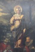 (XVII). Italian school, study of Saint Barbara with onlookers, unsigned, oil on canvas, unframed,
