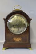 AN INLAID MAHOGANY CASED BRACKET CLOCK, H 37 cm