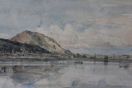 DAVID THOMAS MUIRHEAD (1867-1930). Coastal town` scene 'Portmadoc, N. Wales', see label verso,