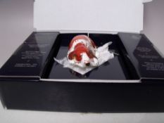 A ROYAL CROWN DERBY COLLECTORS GUILD MISTY KITTEN PAPERWEIGHT, gold stopper, with box, H 8.5 cm