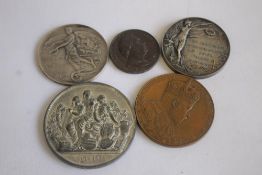 A QUANTITY OF MEDALLIONS, to include 1902 Coronation large bronze, Edward VII 1906 Inter-