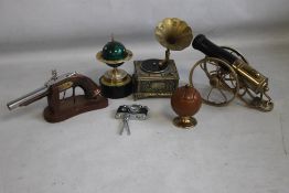 A SMALL COLLECTION OF VINTAGE NOVELTY TABLE LIGHTERS, to include a football, camera on tripod, in